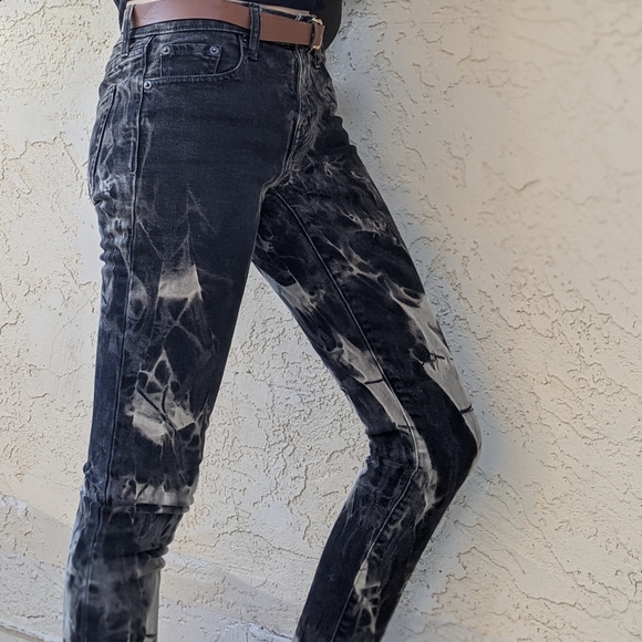 Hand Dyed Bleached GAP 1969 Black Crop Jeans - Picture 6 of 7
